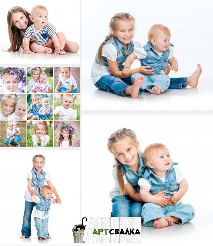 Дети разных возрастов на белом фоне | Children of different ages on a white background